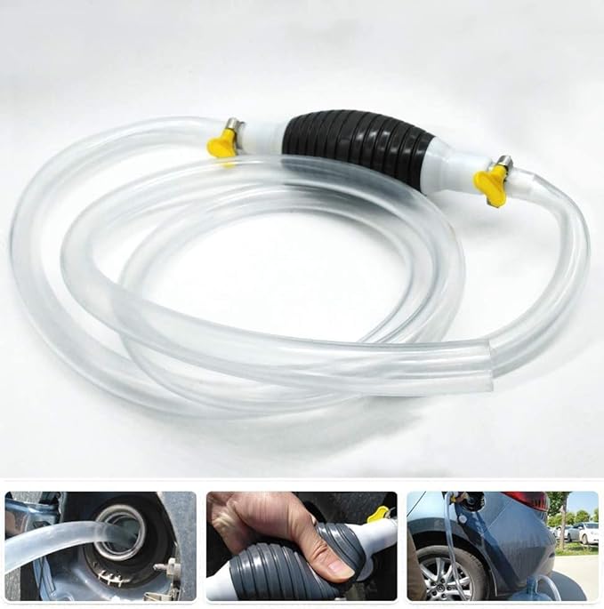 Oil Transfer Pump, Fuel Transfer Pump Kit, High Flow Siphon Hand Oil Pump, Portable Manual Car Fuel Pump for Petrol Diesel Oil Liquid Water Fish Tank with 2M Siphon Hose