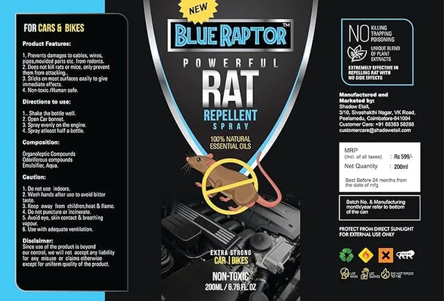 Rat Repellent for Home and Car Spray Pest Control 250ML (Pack of 2)